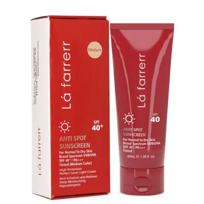 کرم ضد آفتاب و ضد لک رنگی لافارر با SPF40 مناسب پوست خشک و معمولی